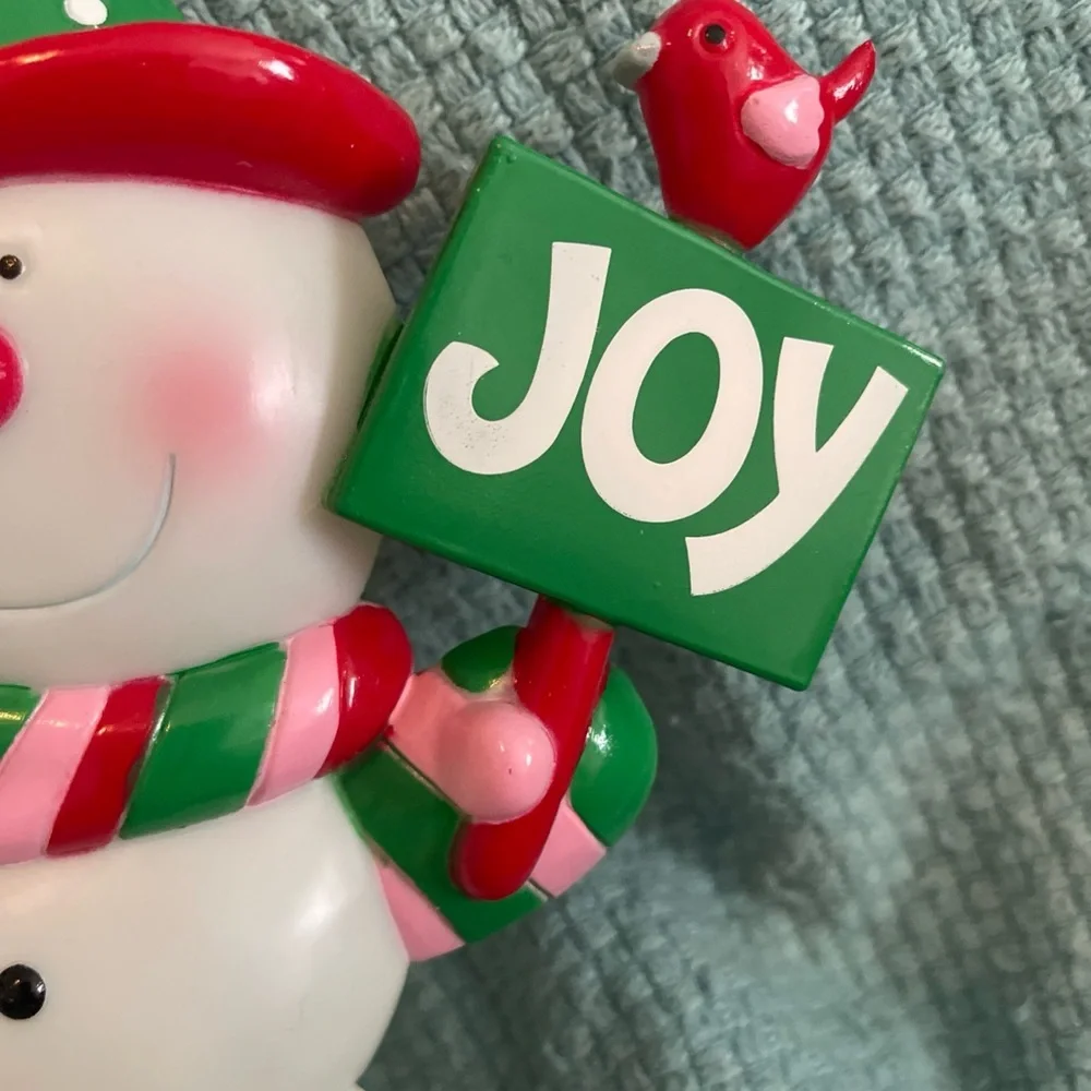 Plastic Snowman Door Hanger JSNY Joy Vintage Christmas Holiday Decoration